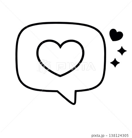 Speech bubble heart love icon black white simple cute minimal 138124305