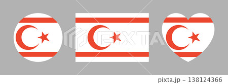 Northern Cyprus heart shaped, rectangular, round country flag badge, sticker. Turkish Republic of Northern Cyprus flag rectangle, circle, heart icons. National Northern Cyprus circular button, banner Northern Cyprus heart shaped, rectangular, round country flag badge, sticker. Turkish Republic of Northern Cyprus flag rectangle, circle, heart icons. National Northern Cyprus circular button, banner 138124366