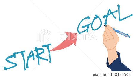 目標達成へのロードマップのイラスト 138124500