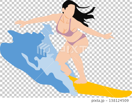 圖：一名女子在洶湧的海浪上衝浪 138124509