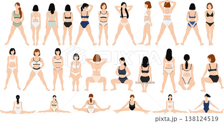 ダイエットに成功した女性のイラスト	 138124519