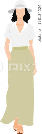 夏服を着た女性のイラスト 夏服を着た女性のイラスト 138124524
