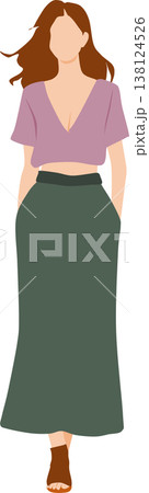 夏服を着た女性のイラスト 夏服を着た女性のイラスト 138124526