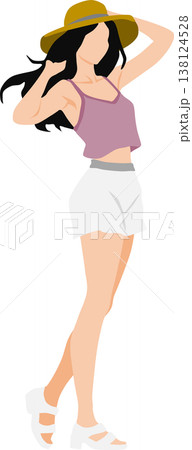 夏服を着た女性のイラスト 夏服を着た女性のイラスト 138124528