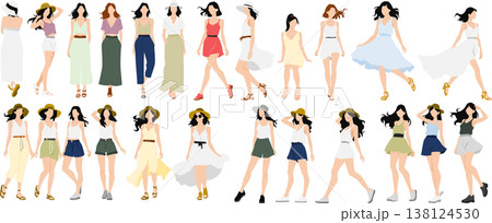 夏服を着た女性のイラスト 夏服を着た女性のイラスト 138124530