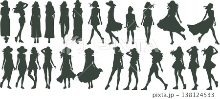 夏服を着た女性のイラスト 夏服を着た女性のイラスト 138124533