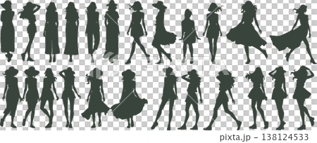 夏服を着た女性のイラスト 夏服を着た女性のイラスト 138124533
