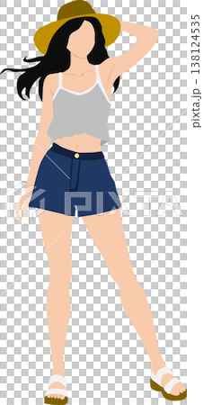 一個穿著夏天衣服的女人的插圖 138124535