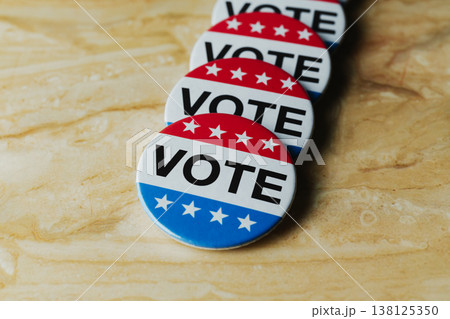 diagonal line of vote badges on marble diagonal line of vote badges on marble 138125350