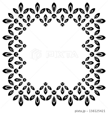 Floral square frame Black simple flowers plant 138125421