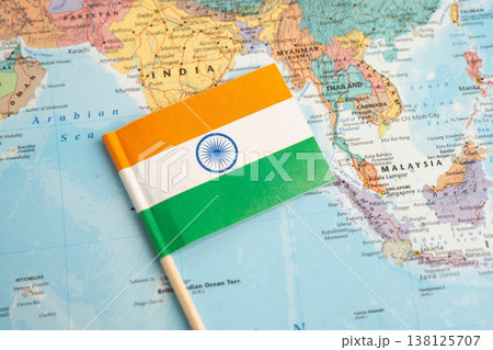 Bangkok, Thailand July 13, 2025 India flag on world map. Bangkok, Thailand July 13, 2025 India flag on world map. 138125707