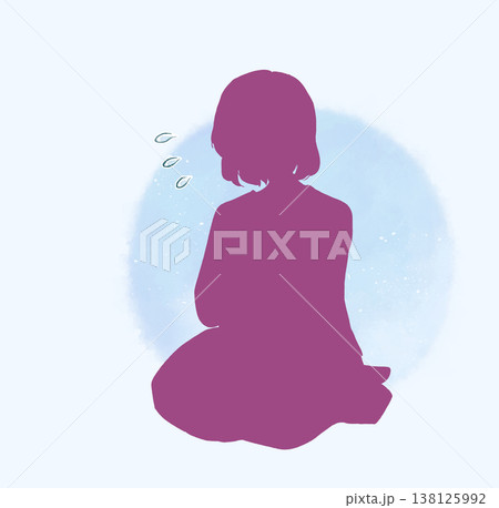 困っている女性 シルエット 困っている女性 シルエット 138125992