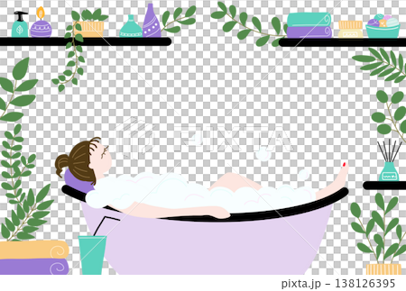 A woman enjoying a bubble bath (frame) 138126395