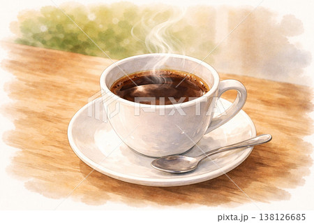 コーヒーシリーズ：カップとスプーンの背景素材 138126685