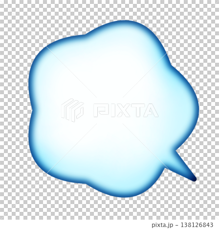 一個淺藍色、雲狀的對話框。 138126843