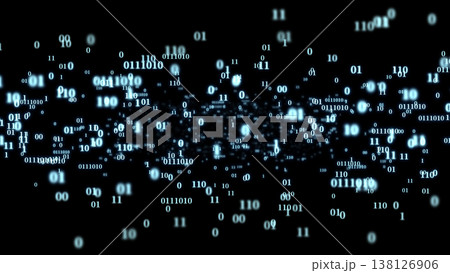 青く光るバイナリコードの奔流 138126906