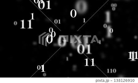 黒背景に浮かぶバイナリコード 138126910