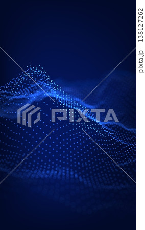 Abstract cyber ai background digital design with wireframe landscape grid line. 3D mountain and futuristic technology topographic big data concept.  138127262