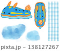 アオウミウシのかわいいイラストセット 138127267