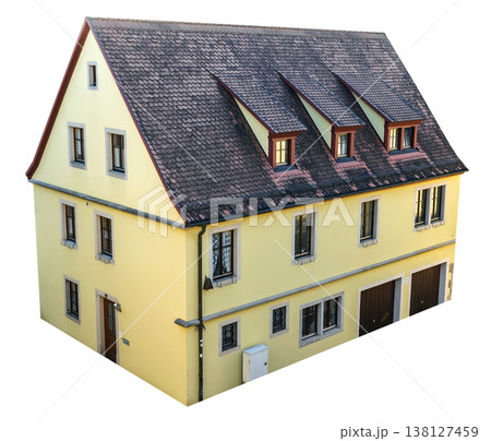 Isolated old european style house with shingle roof 138127459