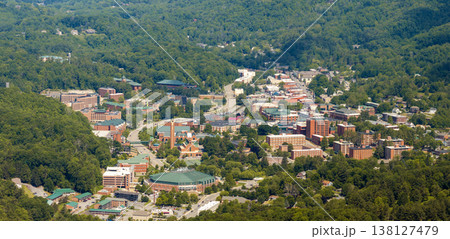 Historic American architecture of Boone, old historical town in North Carolina Blue Ridge Mountains. Beautiful USA townscape 138127479
