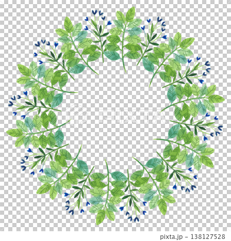 Round frame with watercolor illustrations of summer plants, wildflowers, branches and leaves. Round frame with watercolor illustrations of summer plants, wildflowers, branches and leaves. 138127528