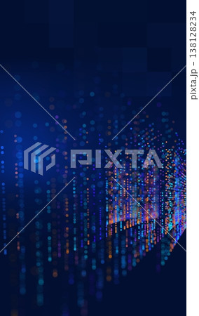 Abstract future ai background with blue big data and digital dots for tech and technology science presentation. Line cyber business network 3d backdrop. Connection graphic design. 138128234