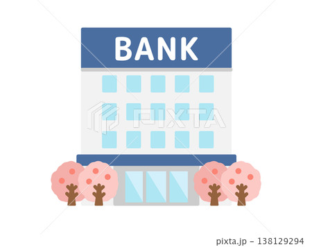 銀行　建物　桜　イラスト 138129294