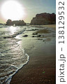 Golden hour romantic vacation beach scene big sun Algarve Portugal Praia do Amado 138129532