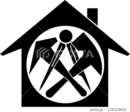 House, roofing tools, tools, roofer, logo, sticker 138129682