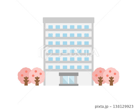 ビル マンション 桜 建物 イラスト ビル マンション 桜 建物 イラスト 138129923