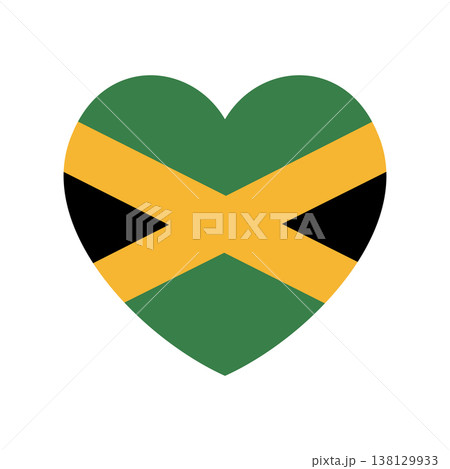 Flag of Jamaica heart shaped button, icon. Jamaica flag badge, sticker in heart shape. Kingston banner. Flag of Jamaica heart shaped button, icon. Jamaica flag badge, sticker in heart shape. Kingston banner. 138129933
