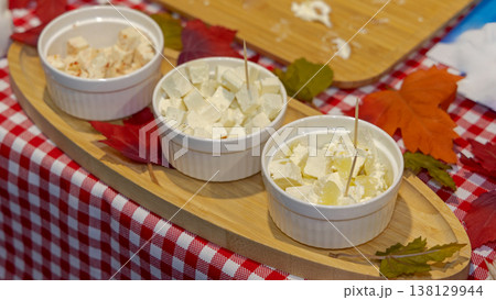 Feta Cheese Appetizers Tray 138129944