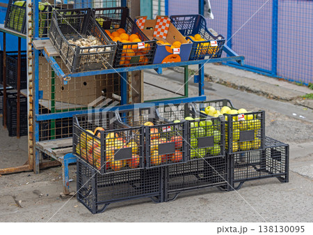Plastic Crates Market Stall 138130095