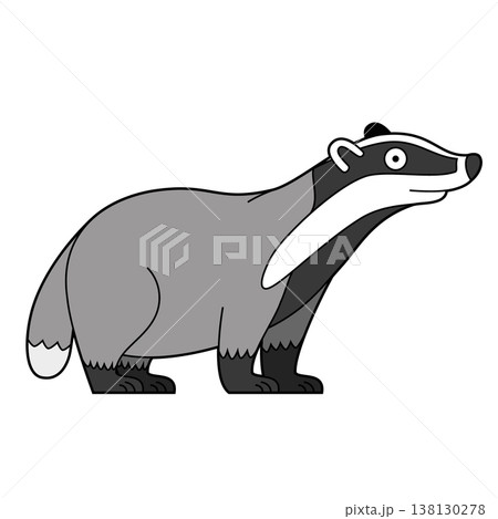 Cute cartoon vector illustration of a badger isolated on white background 138130278