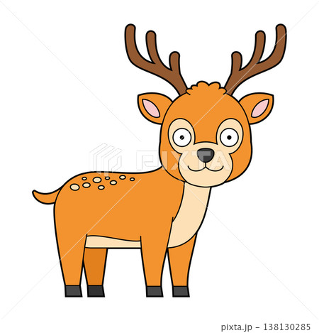 Cute cartoon vector illustration of a deer isolated on white background Cute cartoon vector illustration of a deer isolated on white background 138130285