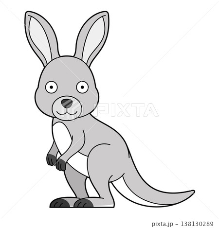 Cute cartoon vector illustration of a grey kangaroo isolated on white background Cute cartoon vector illustration of a grey kangaroo isolated on white background 138130289