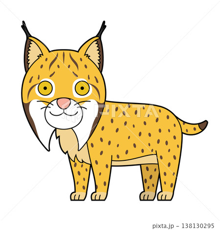 Cute cartoon vector illustration of a lynx isolated on white background Cute cartoon vector illustration of a lynx isolated on white background 138130295