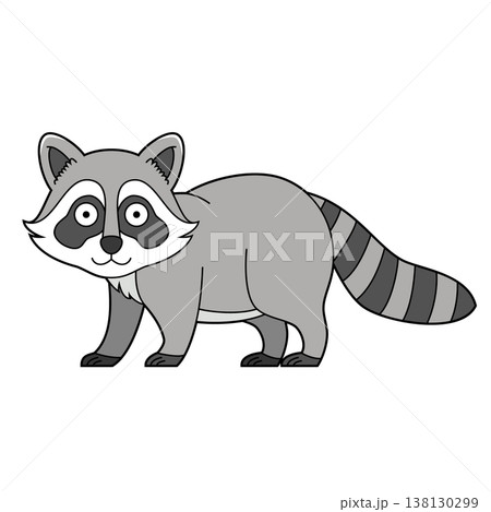 Cute cartoon vector illustration of a raccoon isolated on white background Cute cartoon vector illustration of a raccoon isolated on white background 138130299