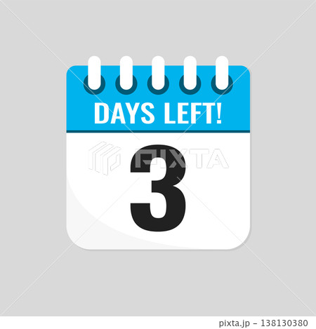 Countdown daily page calendar icon - 3 days left Countdown daily page calendar icon - 3 days left 138130380