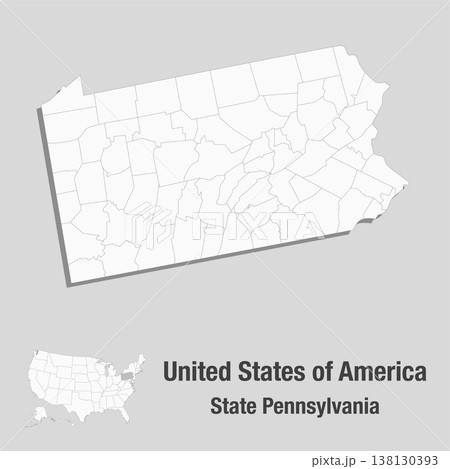State Pa Detailed vector map of the USA, State Pennsylvaniaのイラスト素材 [138130393 ...