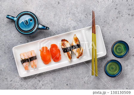 Sushi set with tea and small teapot Sushi set with tea and small teapot 138130509