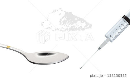 drug use kit spoon and syringe- drug use kit spoon and syringe- 138130585