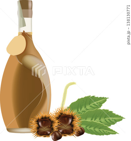 bottle containing liqueur chestnut cream- 138130771