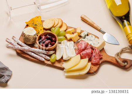 Antipasto platter with cheese and meats Antipasto platter with cheese and meats 138130831