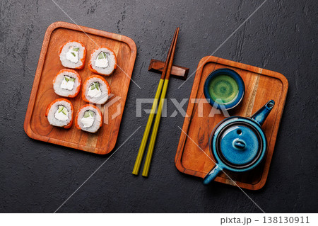 Sushi set with tea and small teapot 138130911