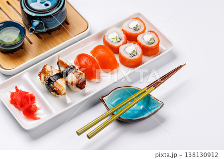 Sushi set with tea and small teapot 138130912