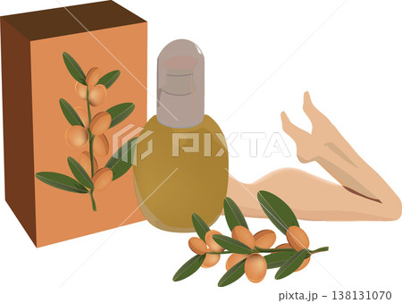 Woman relaxing with argan oil beauty products 138131070