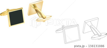 Gold cufflinks for men's shirt- Gold cufflinks for men's shirt- 138131086