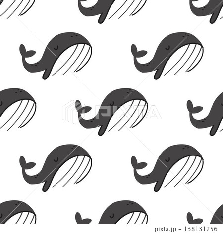 Cute seamless pattern with whales on a clear background. Perfect for packaging, textile, stationary and children's products. Cute seamless pattern with whales on a clear background. Perfect for packaging, textile, stationary and children's products. 138131256